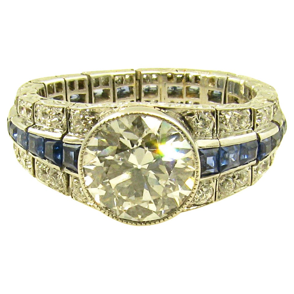 Tiffany 
Co. Art Deco Sapphire Diamond Platinum Ring