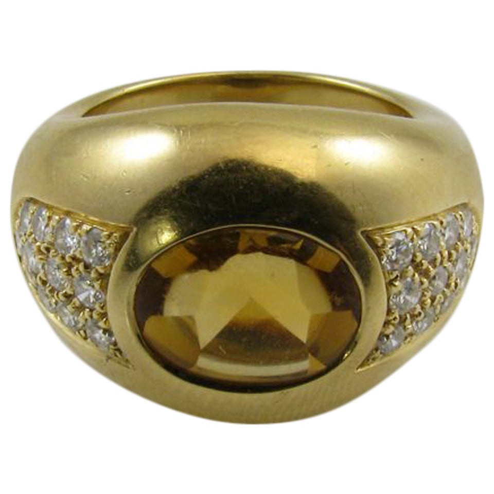 Mauboussin Citrine Diamond Gold Cocktail Ring