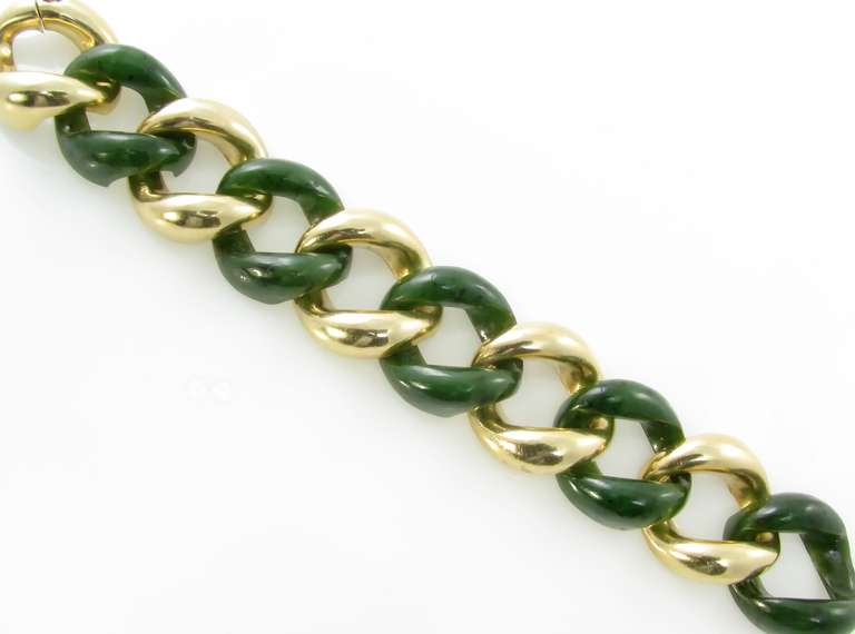 SEAMAN SCHEPPS Jade and Gold Link Bracelet.