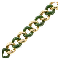 SEAMAN SCHEPPS Jade and Gold Link Bracelet.