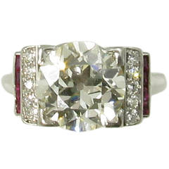 Vintage Art Deco Ruby Diamond Platinum Ring