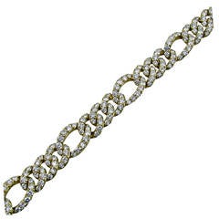 1980s Diamond Gold Curb Link Bracelet