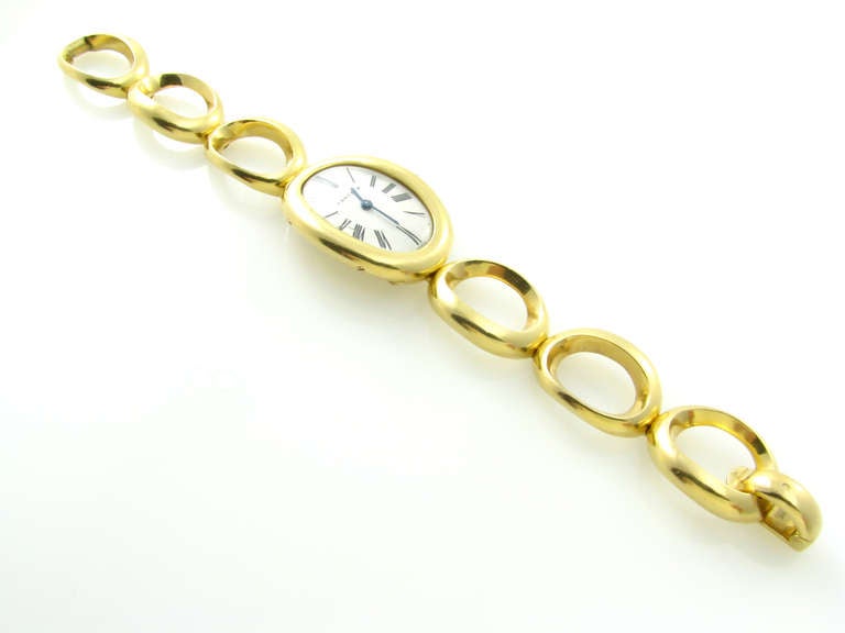 CARTIER Ladies Gold Bracelet Watch. In Good Condition In New York, NY