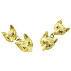 DEAKIN AND FRANCIS Gold and Ruby Fox Cufflinks