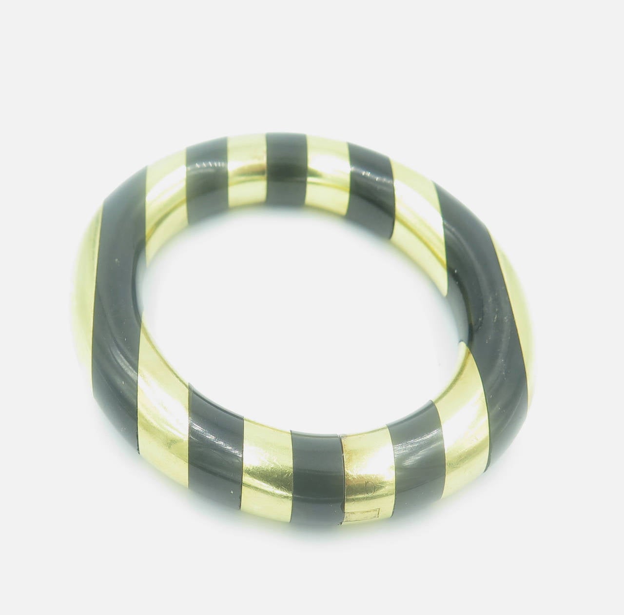Tiffany & Co. Black Jade Gold Bangle Bracelet