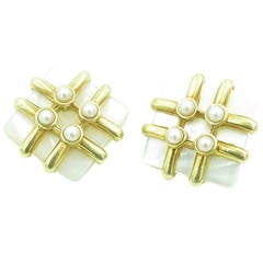CARTIER, CIPULLO Mother of Pearl and Gold Earrings.