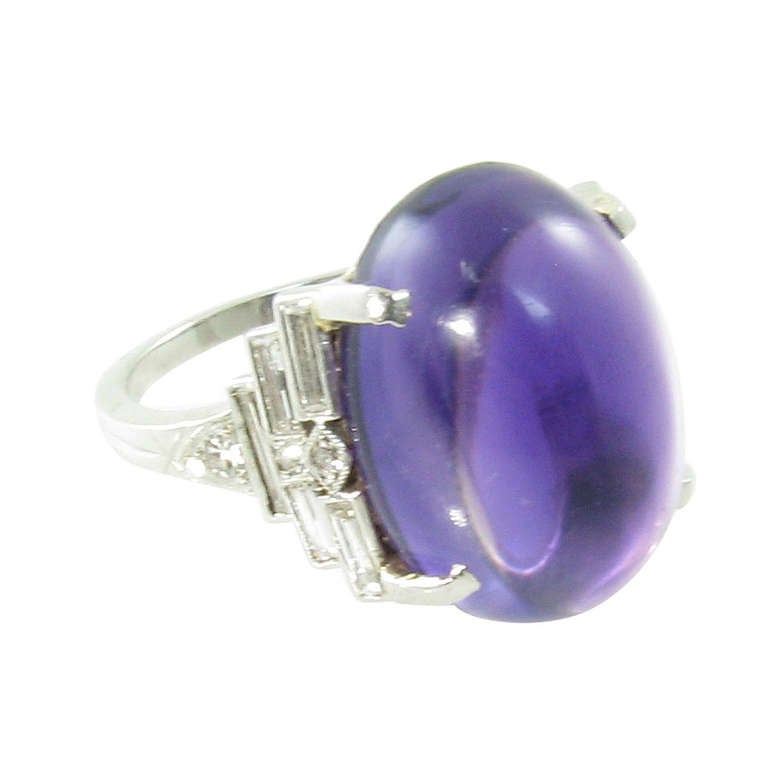 DURAND and COMPANY, Amethyst and Diamond Ring. at 1stdibs