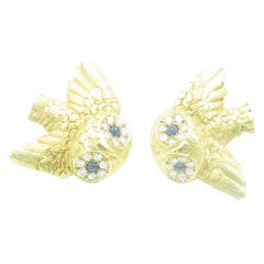 Vintage Tiffany & Co. Sapphire Diamond Gold Owl Earrings