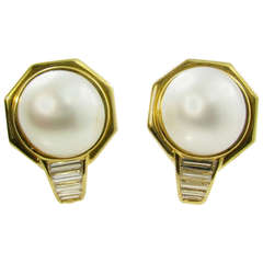BULGARI South Sea Pearl and Diamond Earrings.