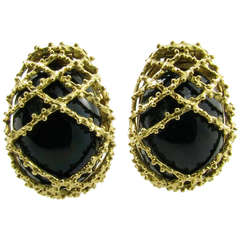VAN CLEEF and ARPELS Onyx and Gold Earrings.