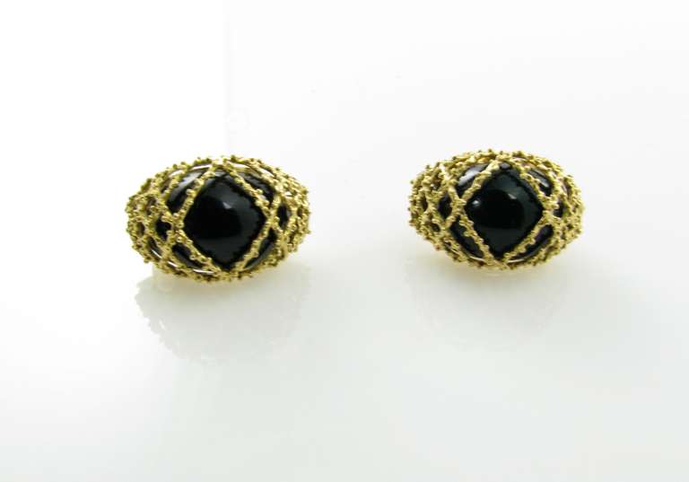 VAN CLEEF and ARPELS Onyx and Gold Earrings.