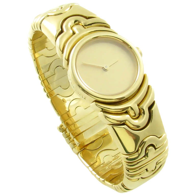 Bulgari Lady's Yellow Gold and Diamond Parentesi Bracelet Watch