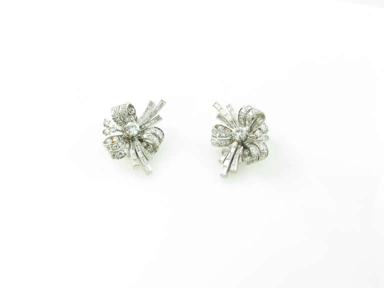 Women's A Pair of Art Deco Platinum and Diamond Earrings.