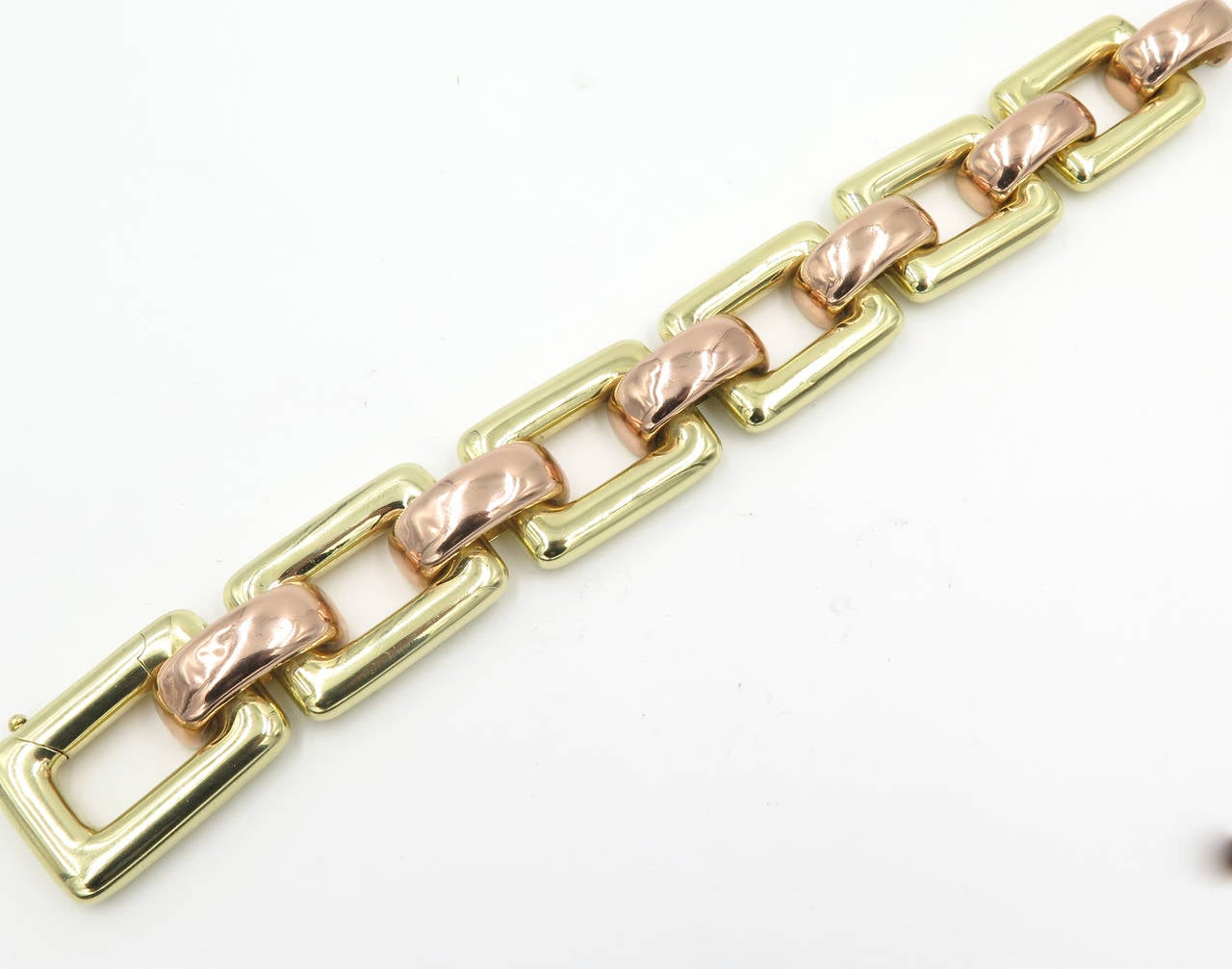 1940s Tiffany & Co. Two Color Gold Link Bracelet In Good Condition In New York, NY