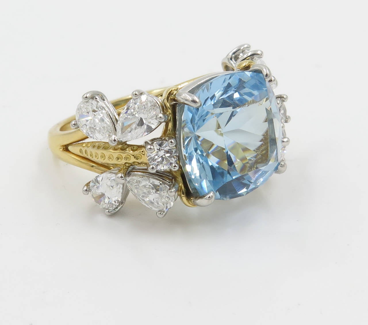 Women's Tiffany & Co. Schlumberger Aquamarine Diamond Gold Cocktail Ring