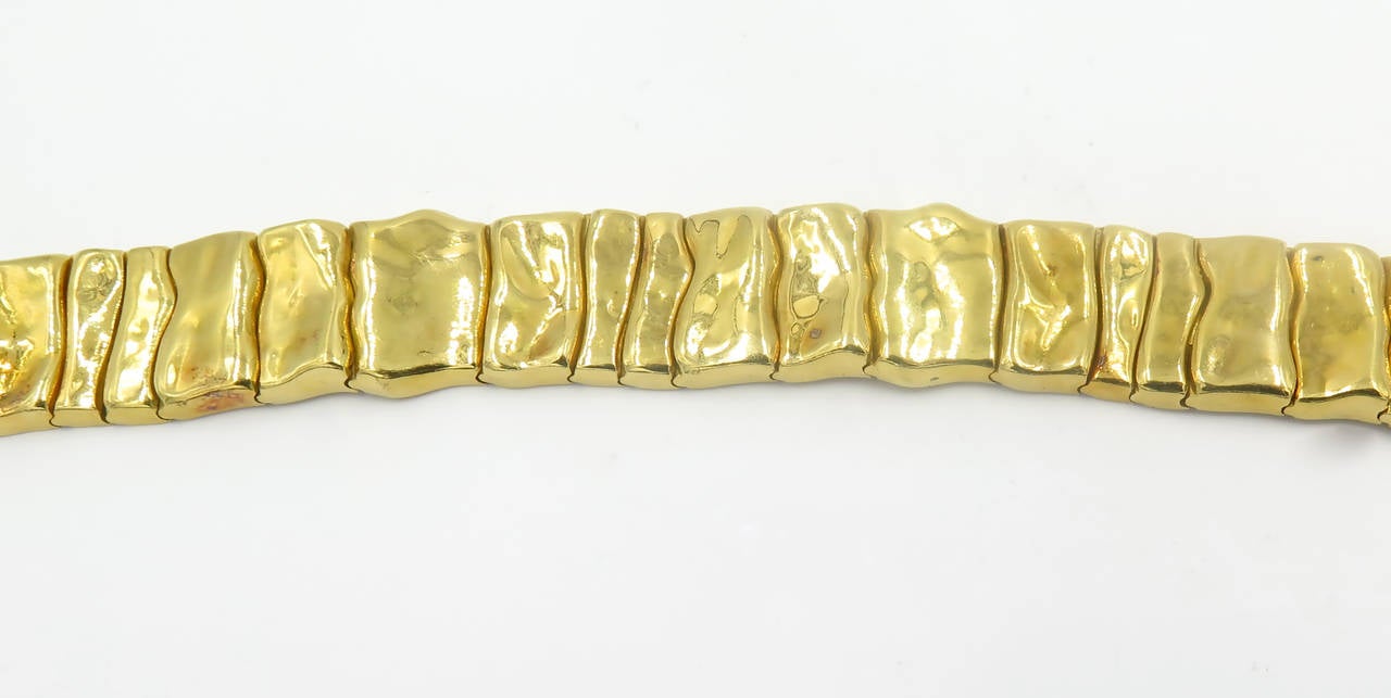 Elizabeth Gage Gold Bark Finish Link Bracelet