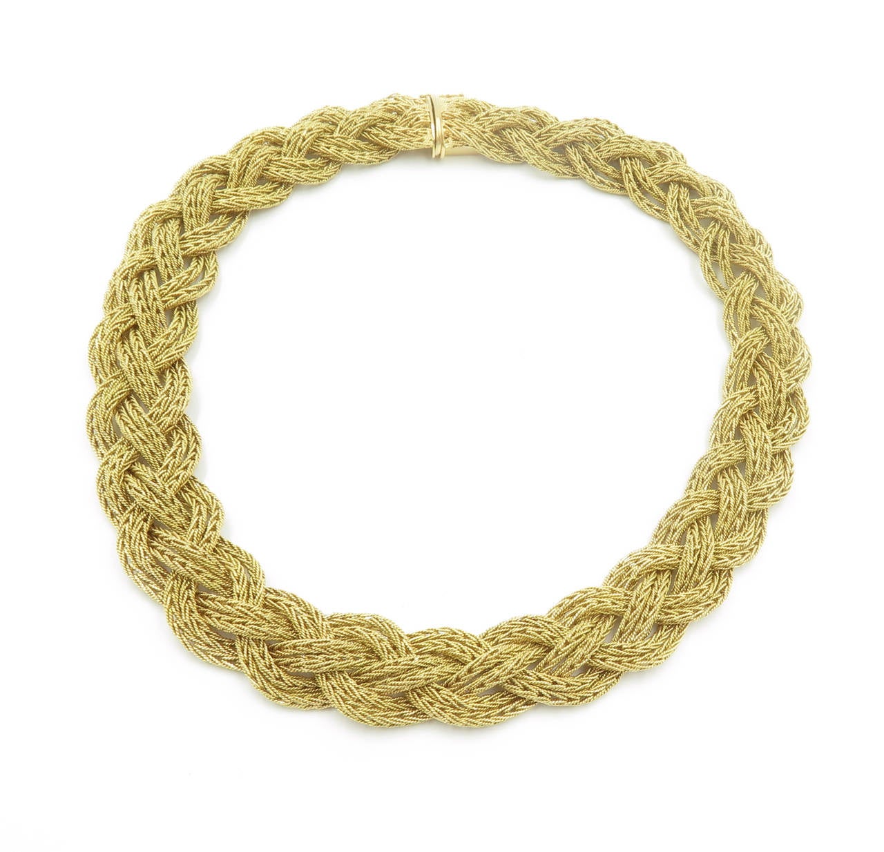 A Beautiful Braided Gold Choker Necklace at 1stDibs