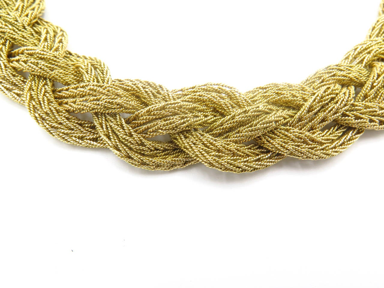 A Beautiful Braided Gold Choker Necklace at 1stDibs