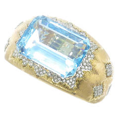 BUCCELLATI Aquamarine, Diamond and Rose Gold Cuff Bracelet.