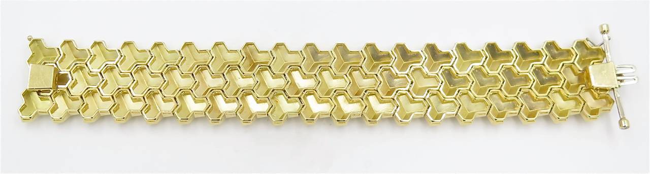 An 18 karat yellow gold “Brilliantissimo” 3 row bracelet, Paolo Costagli.  The bracelet has a gross weight of approximately 60.0 grams and measures 7 inches long.
