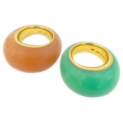 Vhernier Pair of Chalcedony Gold Rings