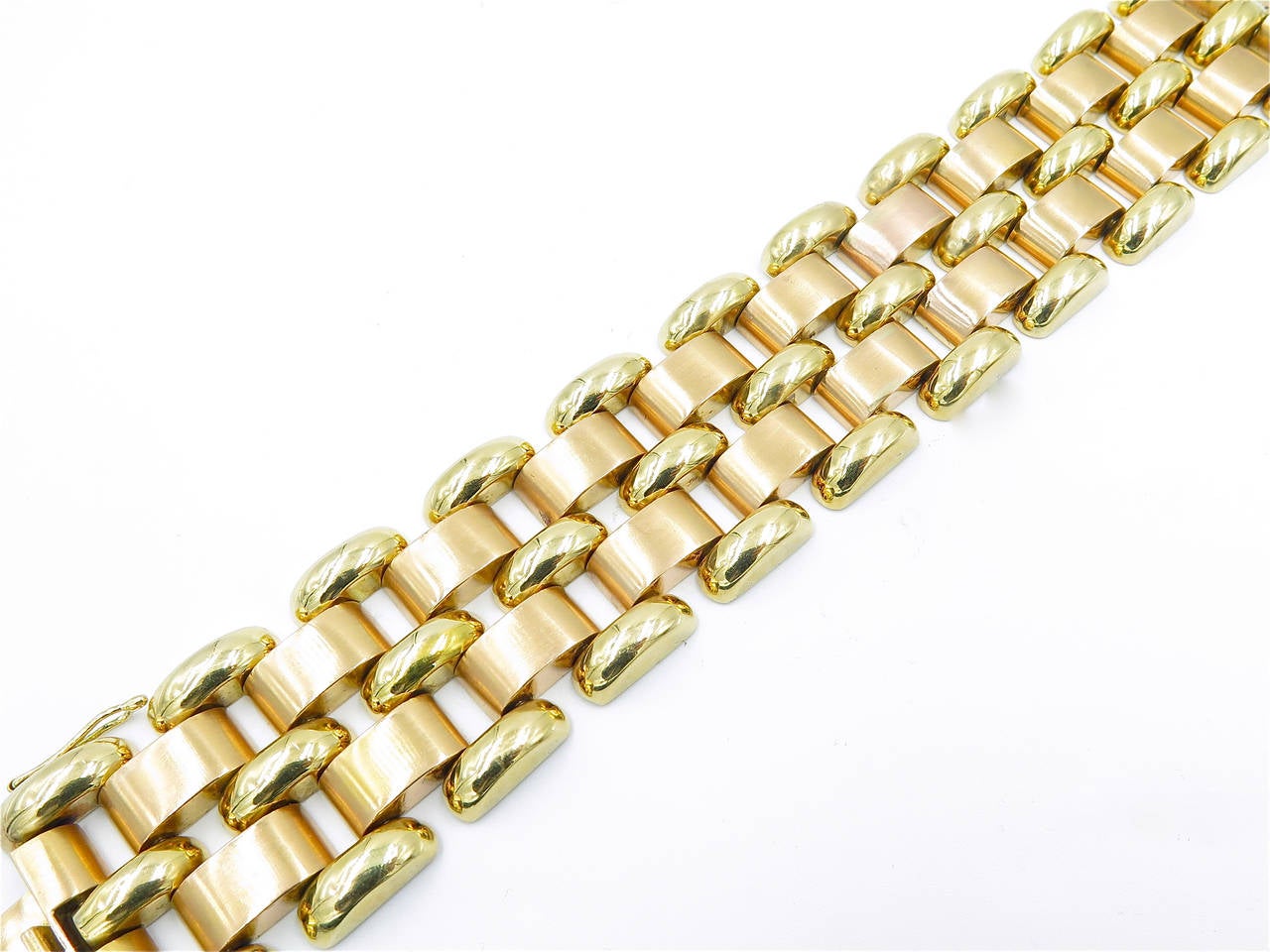 Two Color Gold Link Bracelet at 1stDibs