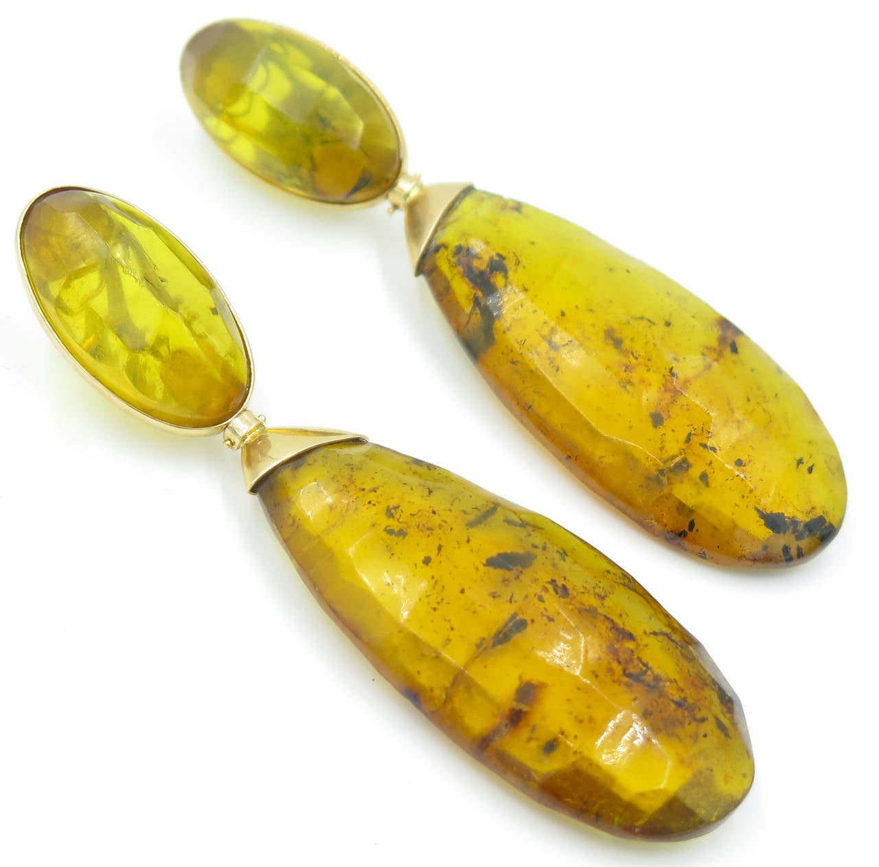 Angela Pintaldi Amber Gold Pendant Drop Earrings