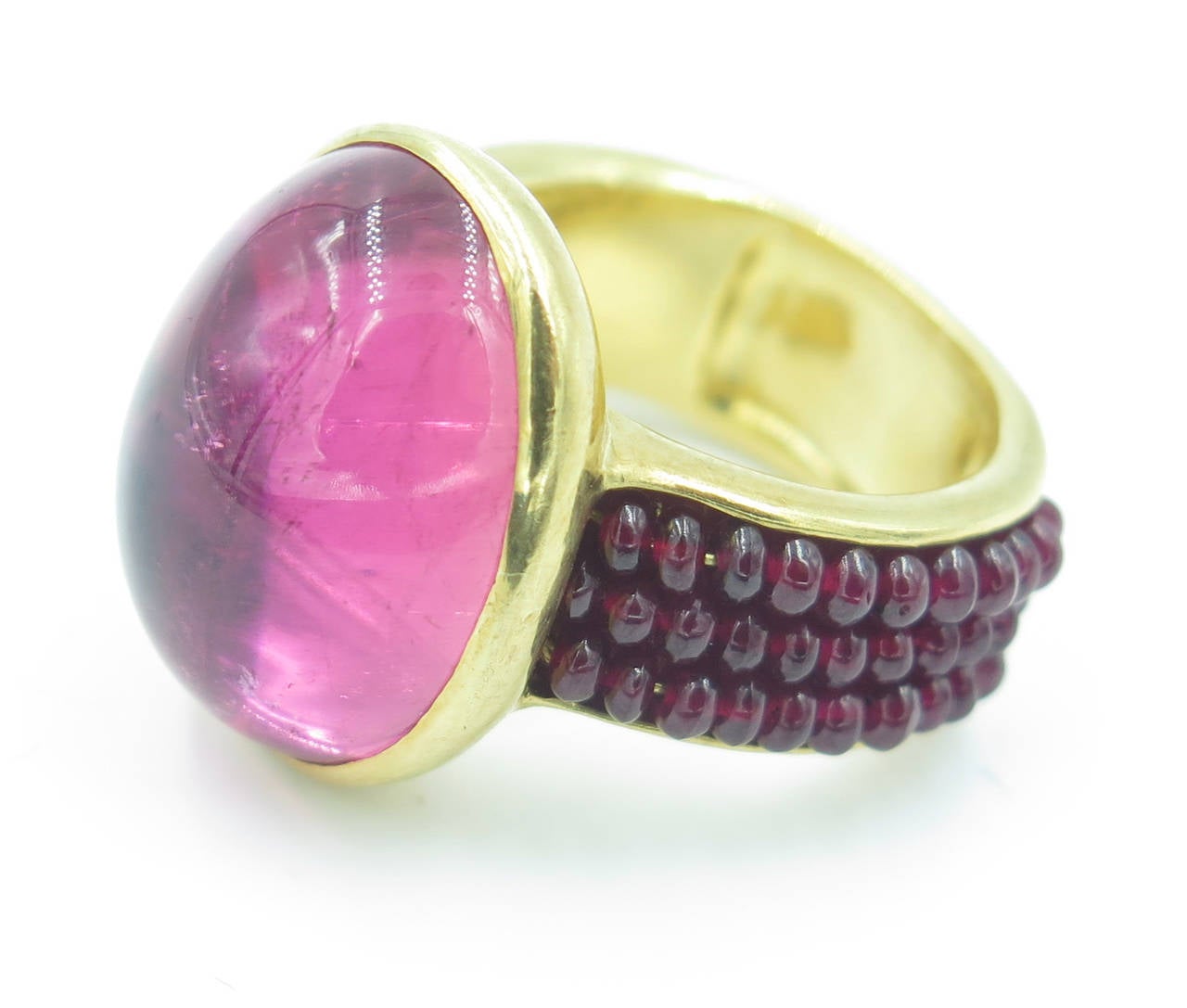 Women's McTeigue & McClelland Pink Tourmaline Ruby Bead Gold Ring