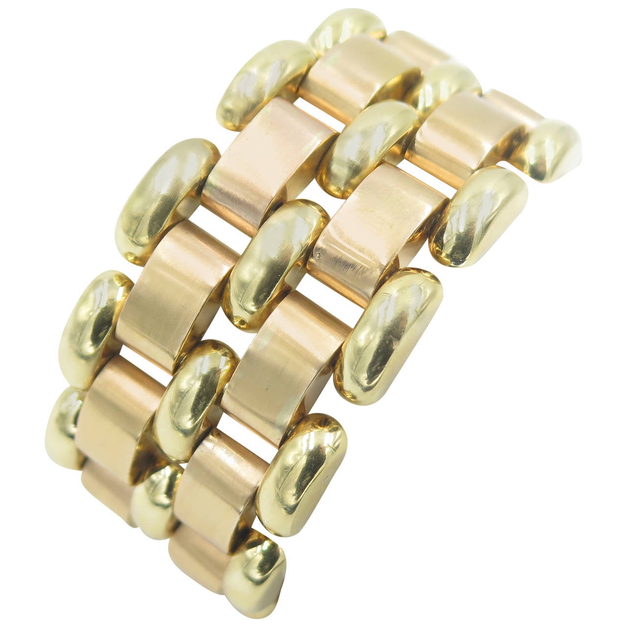 Two Color Gold Link Bracelet