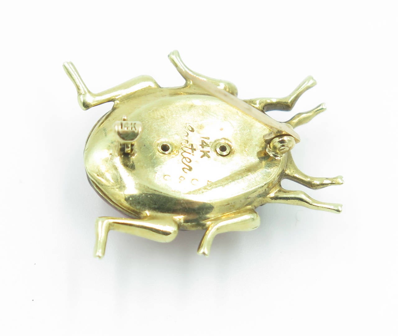 Cartier Enamel Diamond Gold Ladybug Brooch In Excellent Condition In New York, NY