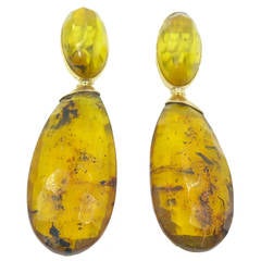 Angela Pintaldi Amber Gold Pendant Drop Earrings