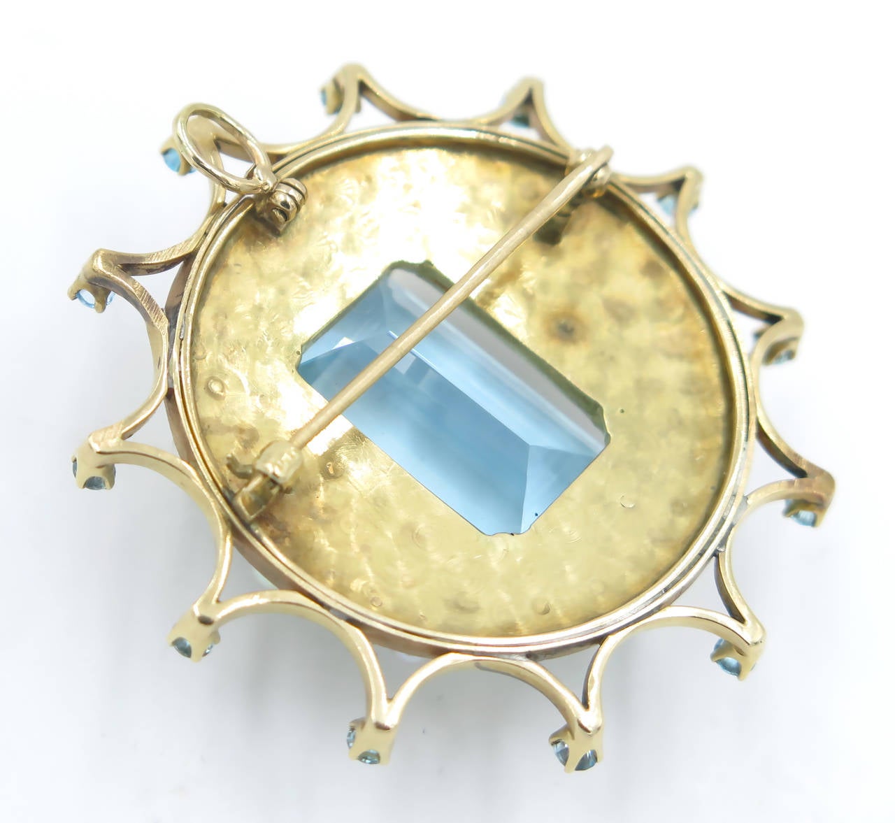 Aquamarine Pearl Gold Brooch Pendant 3