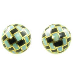 Tiffany & Co. Black Jade Opal Checkerboard Earrings