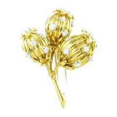 Tiffany & Co. Schlumberger Diamond Gold Thistle Brooch