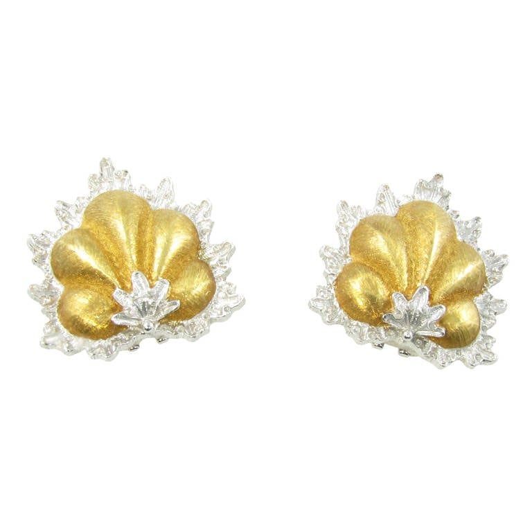 Buccellati Stylized Leaf Form Earrings