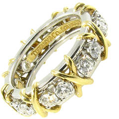 Tiffany & Co. Schlumberger Diamond Gold Platinum 16 Stone Band Ring
