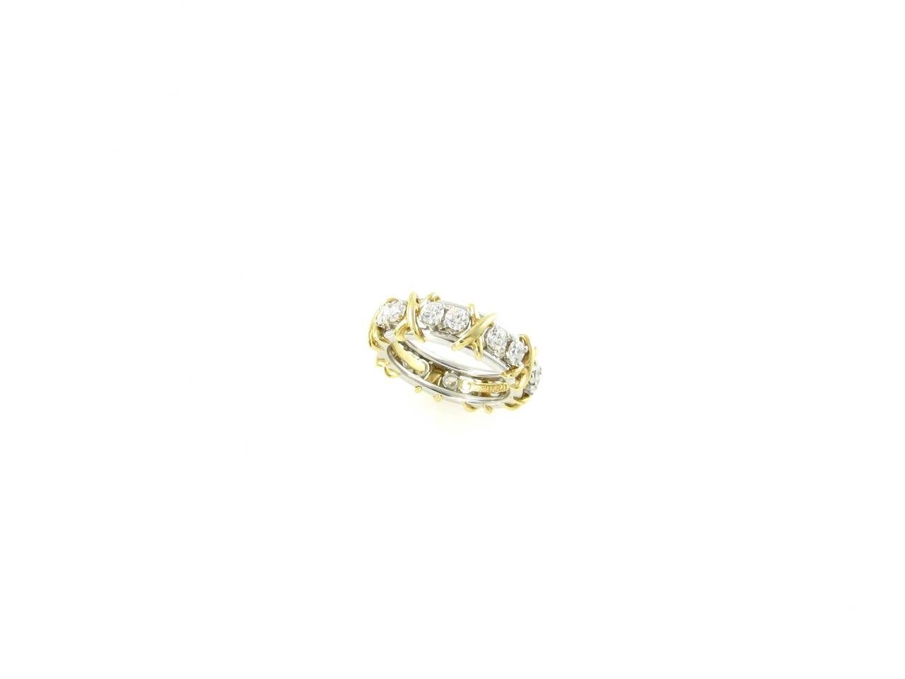 Tiffany & Co. Schlumberger Diamond Gold Platinum 16 Stone Band Ring