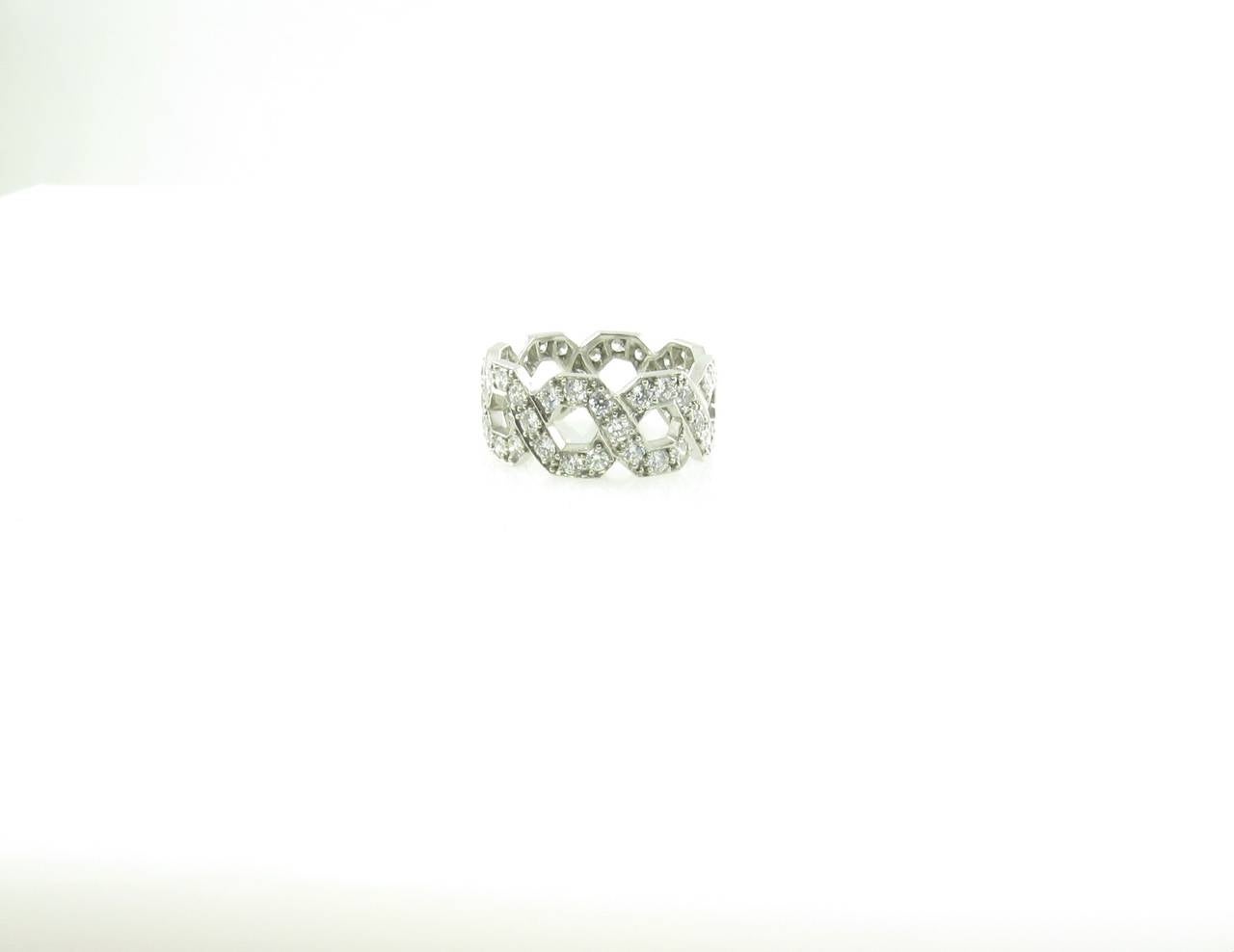 Tiffany & Co. Diamond Pave Diamond Platinum Wedding Band In Excellent Condition In New York, NY
