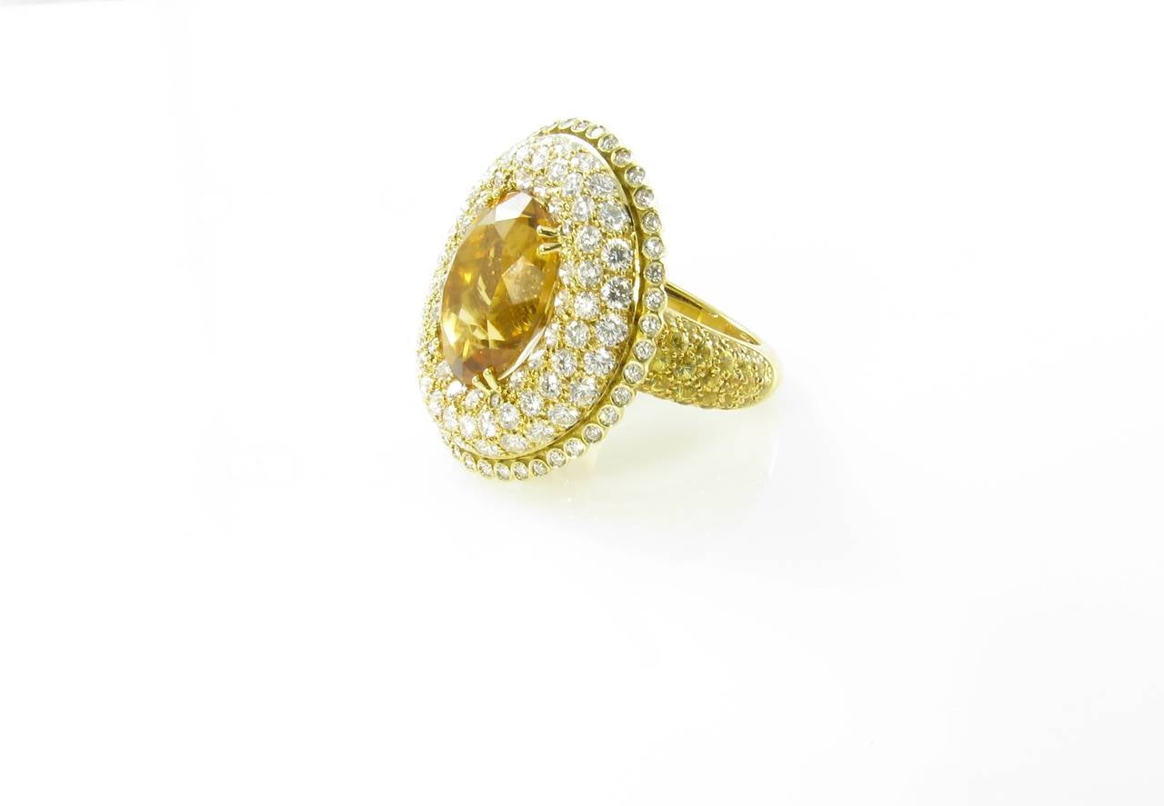 Valente Milano Citrine Yellow Sapphire Diamond Ring In Excellent Condition In New York, NY