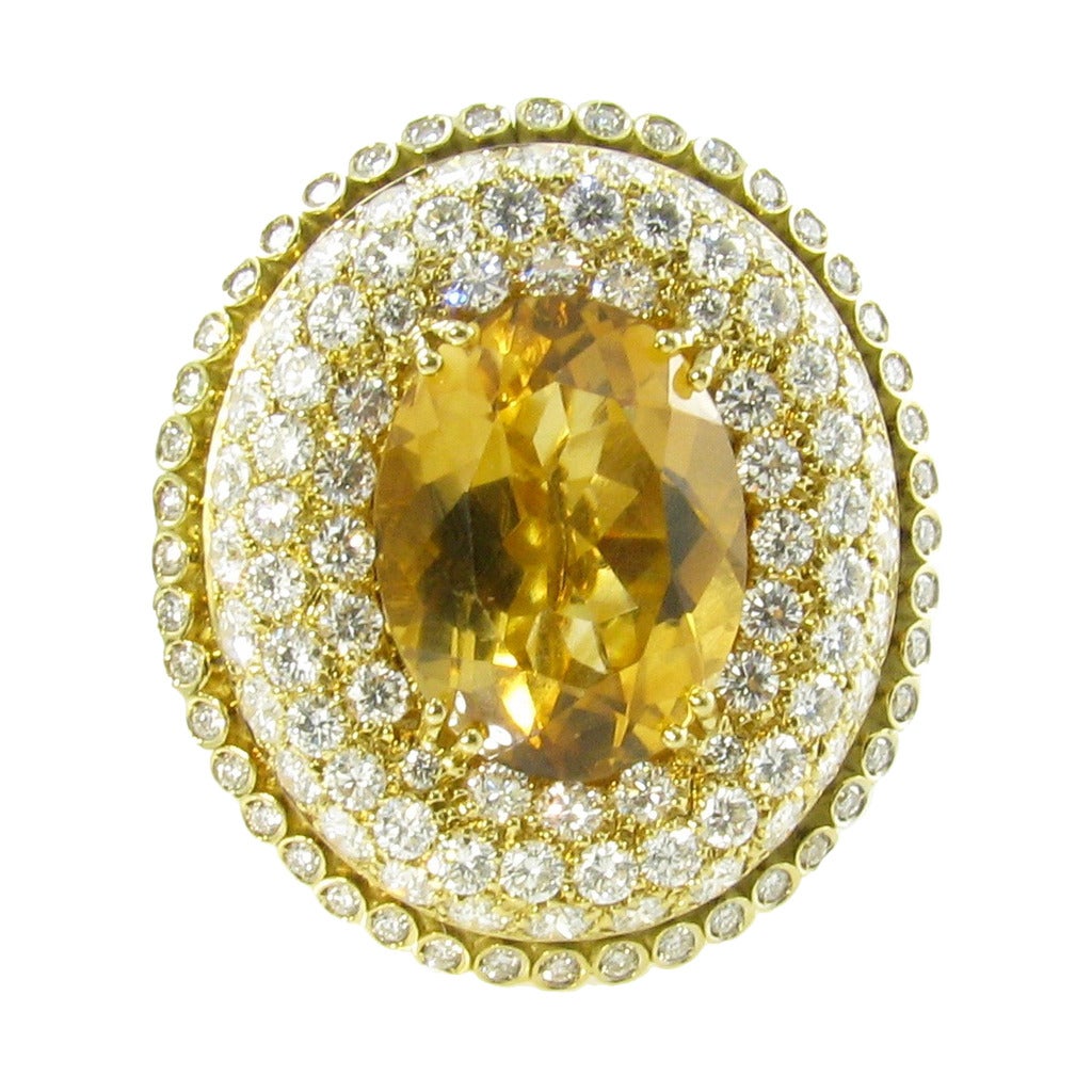 Valente Milano Citrine Yellow Sapphire Diamond Ring