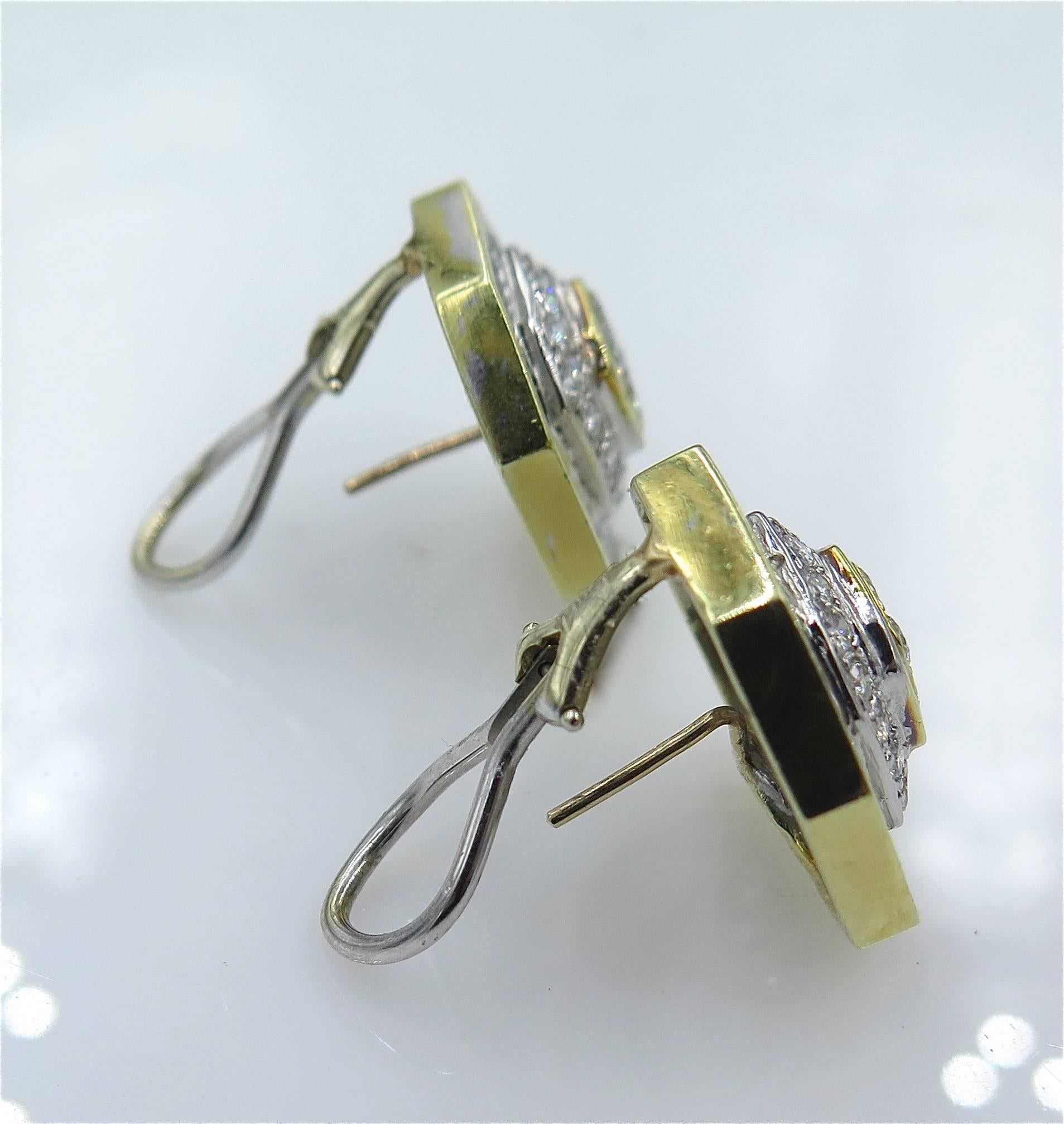 Women's A Pair of Gold and Diamond Earrings.