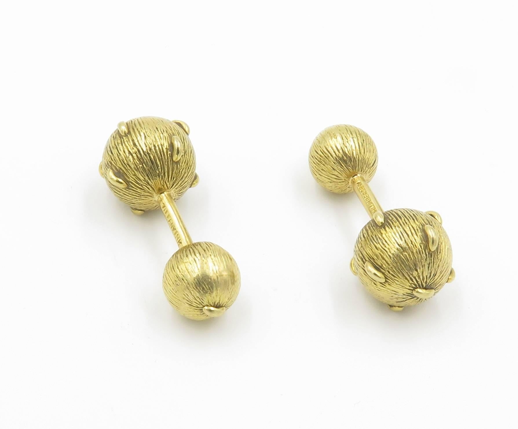Tiffany & Co. Schlumberger Gold Sphere Cufflinks In Excellent Condition In New York, NY