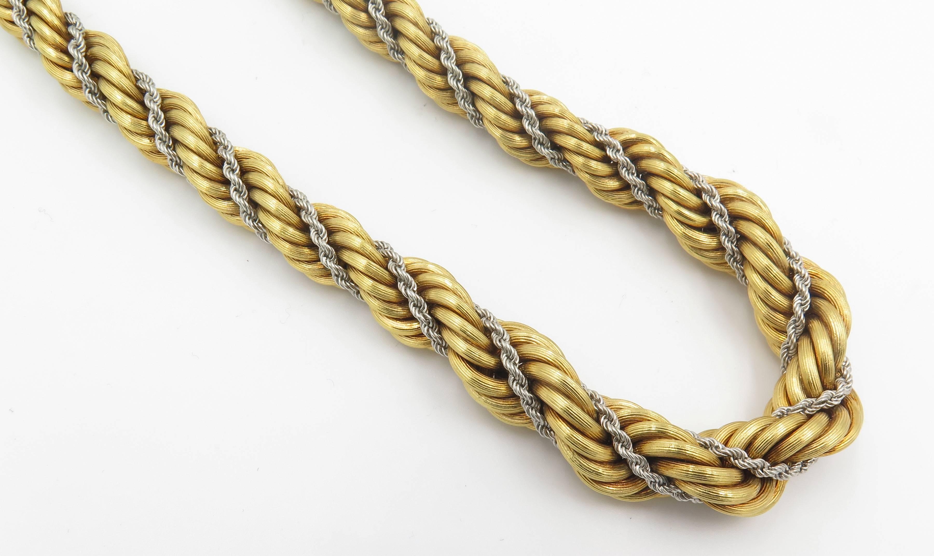 yellow and white gold rope chain