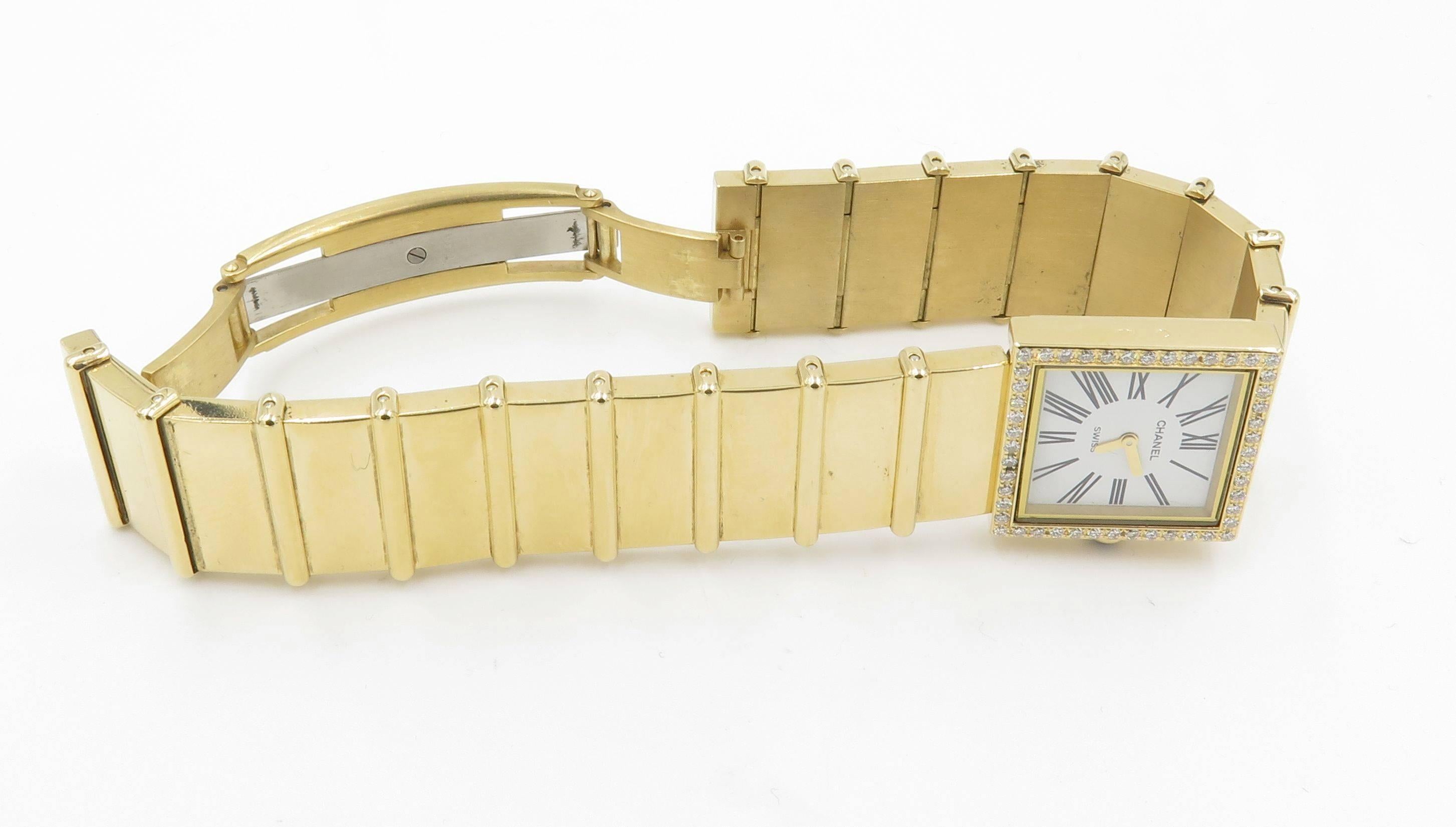Chanel Lady's Yellow Gold Diamond Mademoiselle Quartz Wristwatch In Excellent Condition In New York, NY