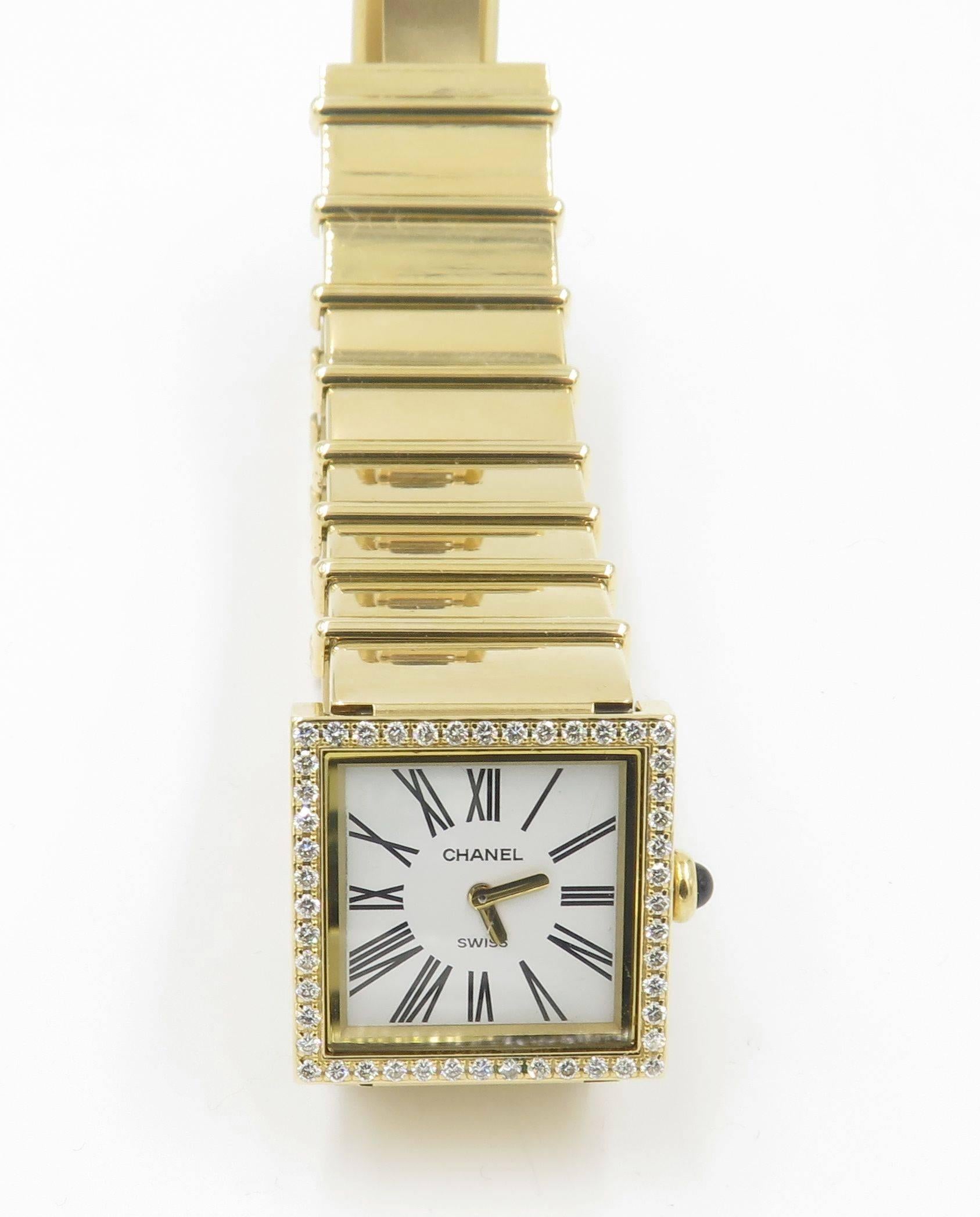 Women's or Men's Chanel Lady's Yellow Gold Diamond Mademoiselle Quartz Wristwatch
