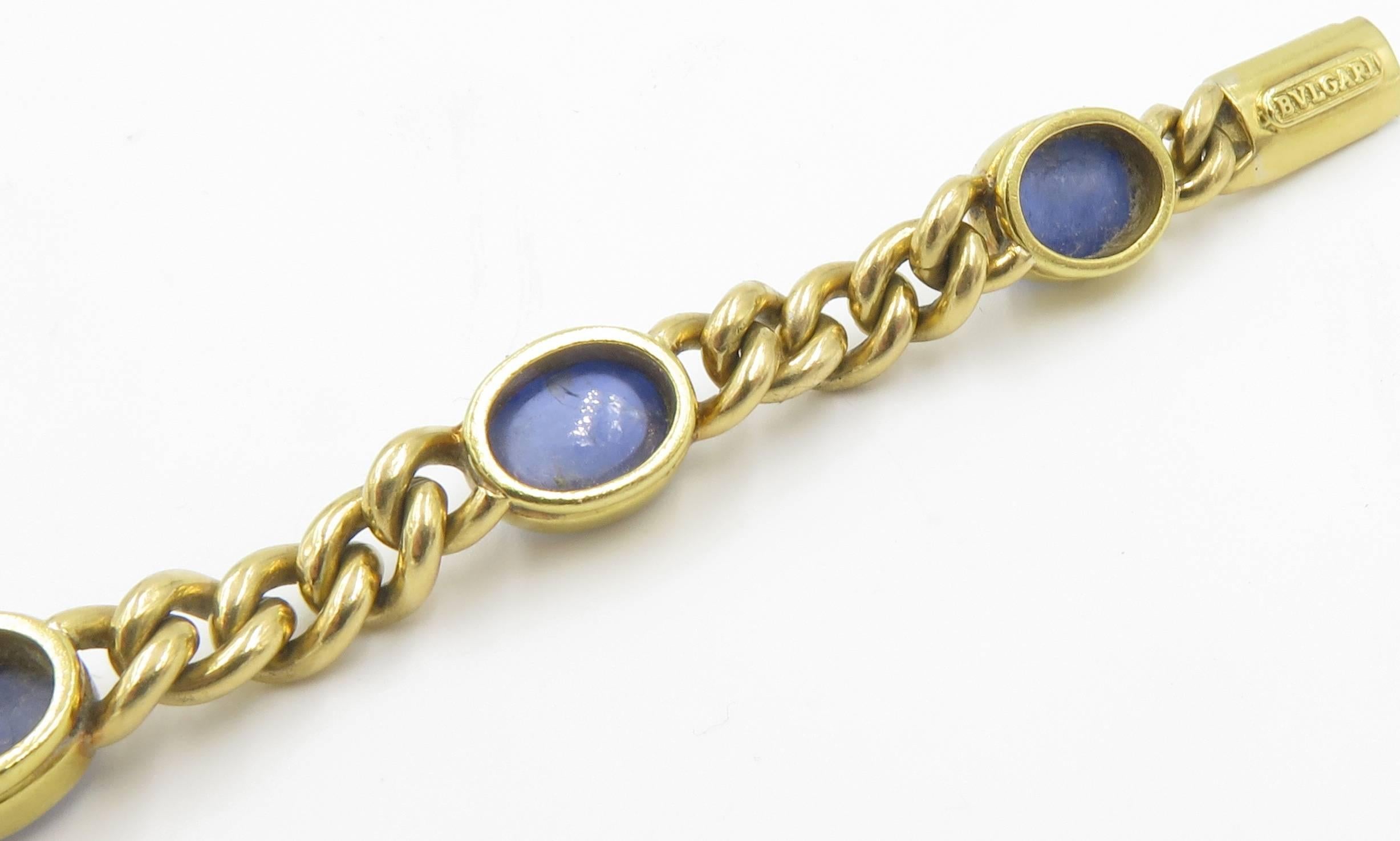 Bulgari Cabochon Saphir Gold Gliederarmband. im Zustand „Hervorragend“ in New York, NY