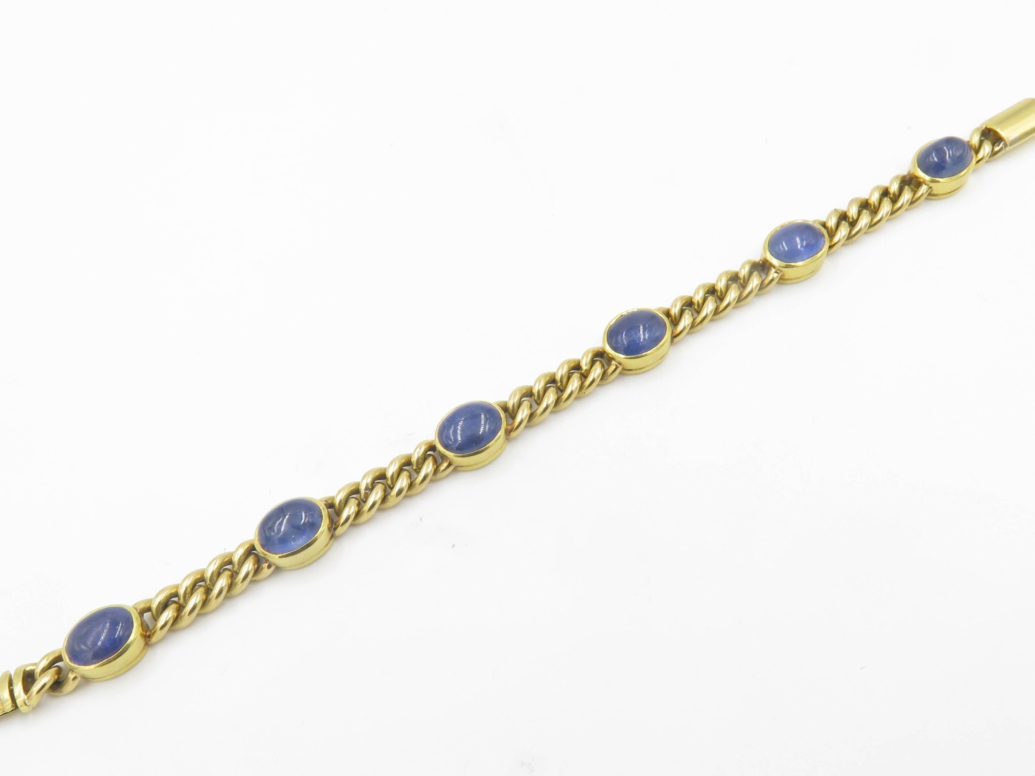Bulgari Cabochon Saphir Gold Gliederarmband. für Damen oder Herren