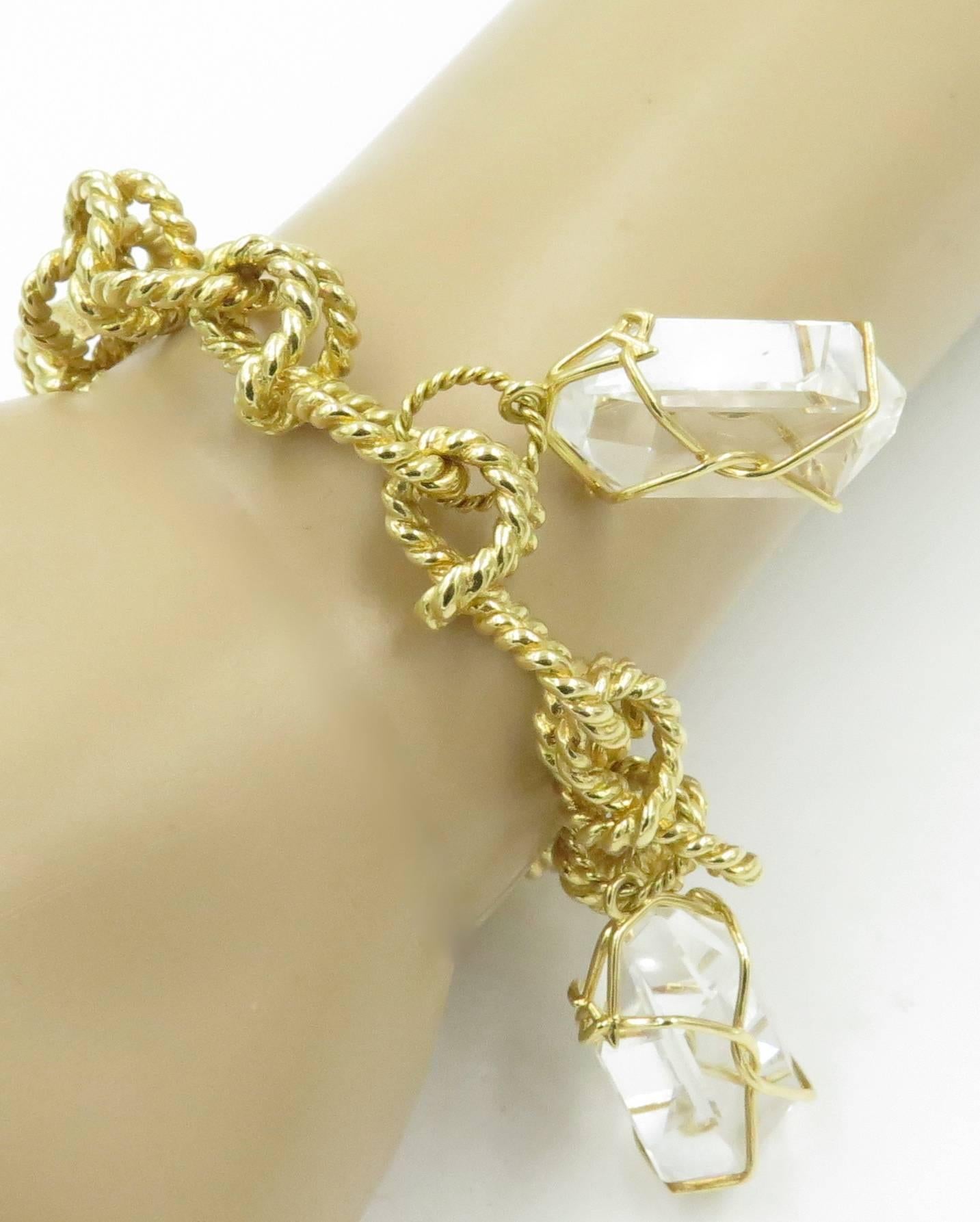 Women's or Men's Verdura Rock Crystal Gold Herkimer Bracelet.