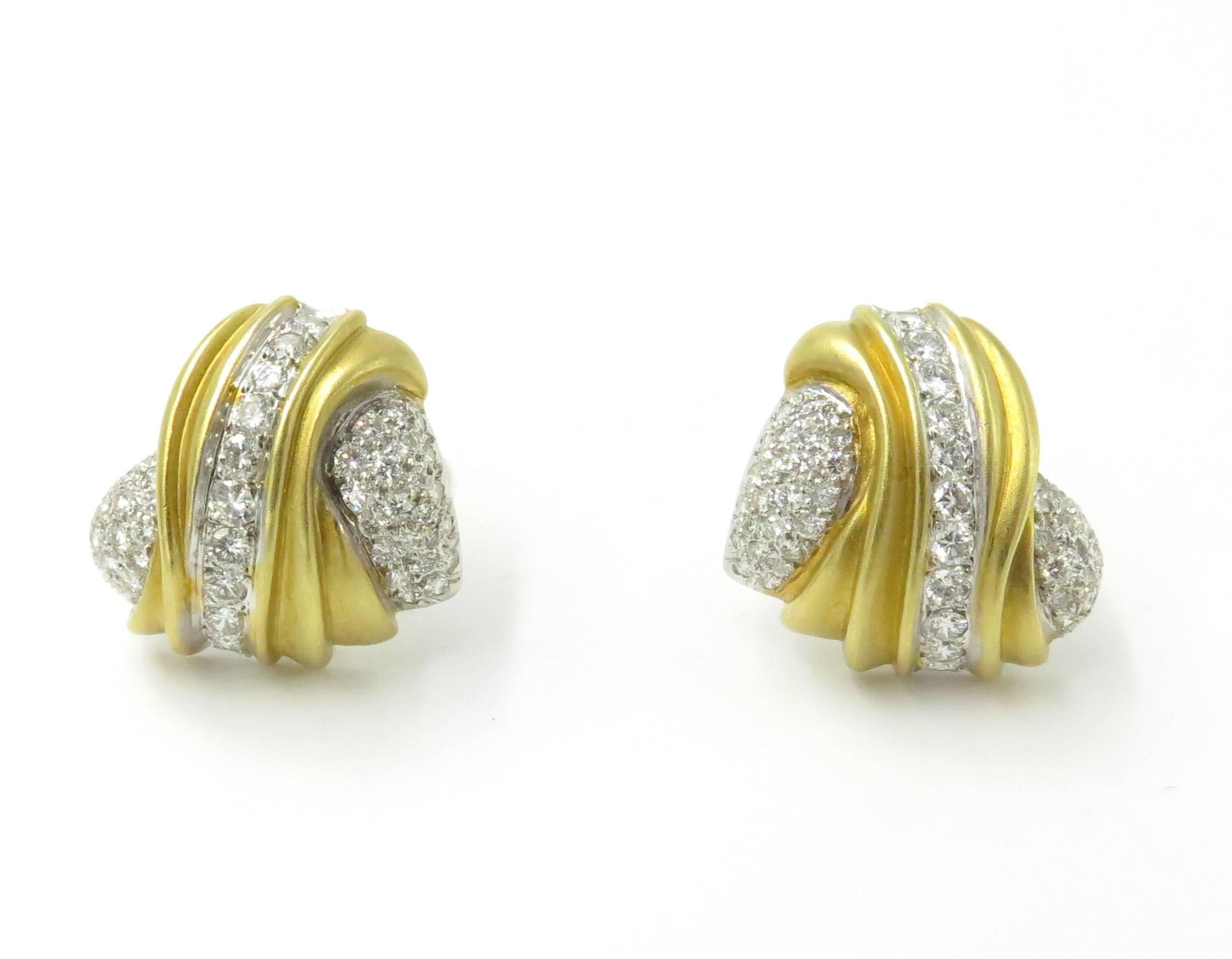 Gorgeous Pair of Diamond Gold Earrings 1