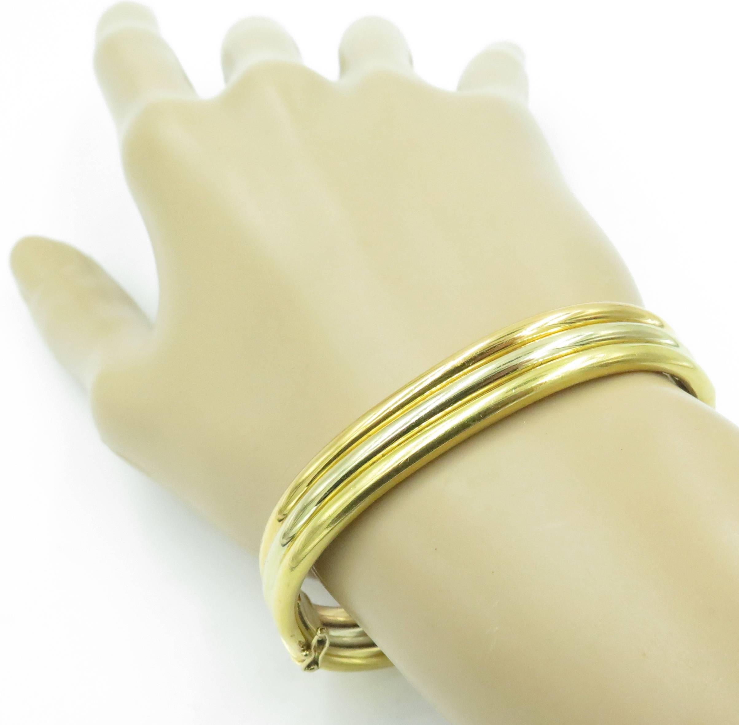 Cartier Tricolor Gold Bangle Bracelet In Excellent Condition In New York, NY